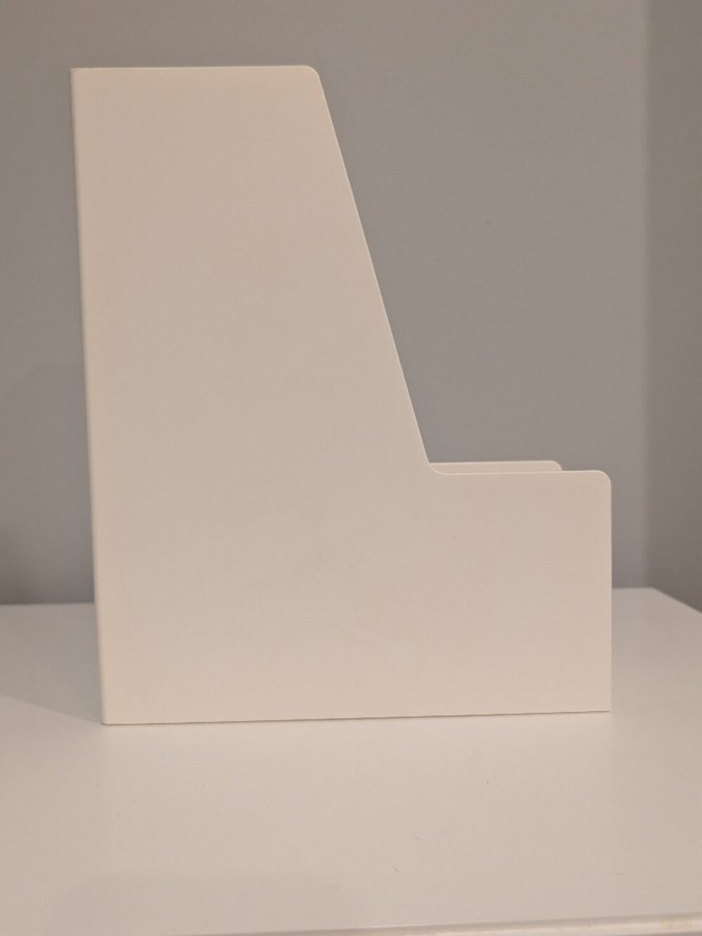 White Plastic Magazine or Paper/Desk Holder